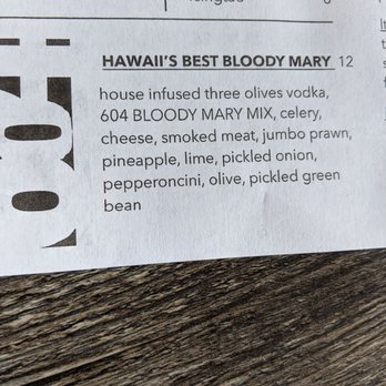 Restaurant 604 - Bloody Mary ingredients - Breakfast & Brunch Near Me - Honolulu, Hawaii