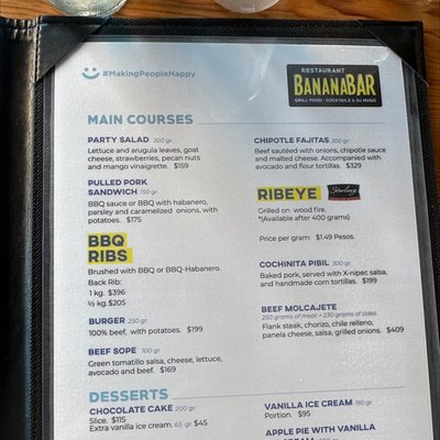 Menu photo 3 Banana Bar Nuevo Vallarta, NAY