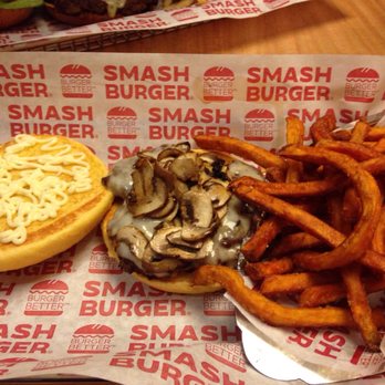 Smashburger - Truffle Mushroom Swiss with sweet potato fries - Burgers Near Me - Springfield, Pennsylvania Smashburger - Truffle Mushroom Swiss with sweet potato fries - Burgers Near Me - Springfield, Pennsylvania