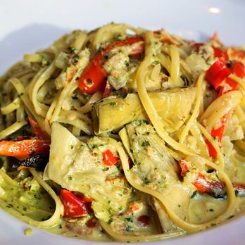 Zefferelli's - Linguini Crab: served with roasted peppers, artichokes, pesto, and cream ($22.95). - Italian Near Me - Vancouver, British Columbia Zefferelli's - Linguini Crab: served with roasted peppers, artichokes, pesto, and cream ($22.95). - Italian Near Me - Vancouver, British Columbia