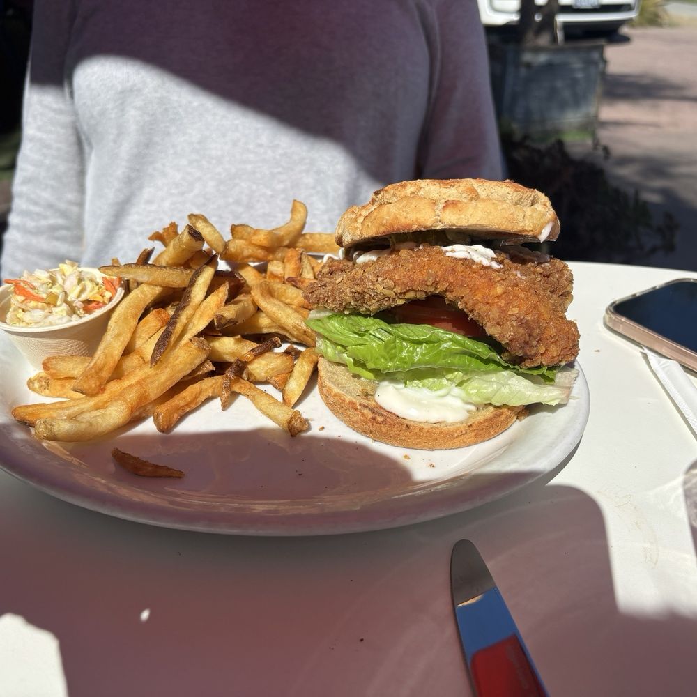 Nectarine Grove - Chicken Sammie 101, crispy and good. Didn't love the bun. - New American Near Me - Encinitas, California