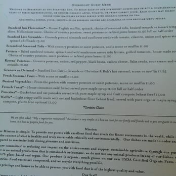 Ravens' Restaurant - Overnight Guest Breakfast Menu #2 as of 05/31/13 - Vegan Near Me - Mendocino, California