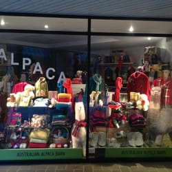 Australian Alpaca Barn - Shop window at night