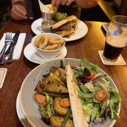 Seabass and steak sandwich