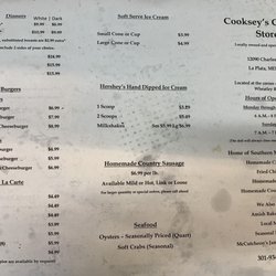 Cooksey's Store - Menu Page 1