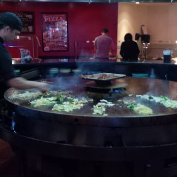 Fire + Ice - Cool restaurant is in the Anaheim Gardenwalk near the back of complex. Huge grill they cook your meal on! - New American Near Me - Anaheim, California