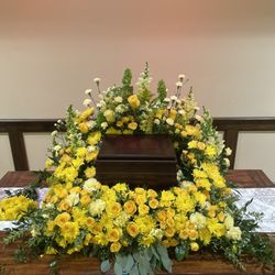 Schmidt Funeral Homes - West Grand Parkway - The table for urn memorial services. We also purchased the lovely urn/cremation box from them.