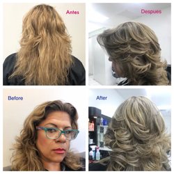Esther Beauty Salon - The pictures on the left are from the day before the pictures on the right were taken.