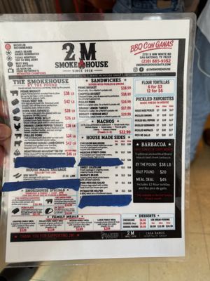 Menu photo 2 2M Smokehouse BBQ San Antonio, TX