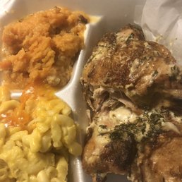 Ranch Baked Chicken (so tender and moist and oh soooo tasty!!!) Baked Mac & Cheese and those yummy yams with a cinnamon topping