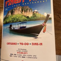 Finest Thai - Menu