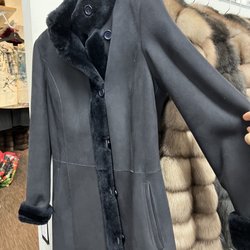 The Fur Source of NY - Mandarin collar shearling coat.