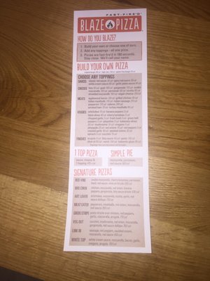 Menu photo 7 Blaze Pizza Robinson Township, PA