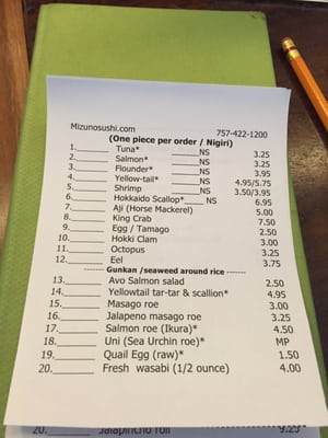 Menu photo 7 Mizuno Japanese Restaurant Virginia Beach, VA Menu photo 7 Mizuno Japanese Restaurant Virginia Beach, VA