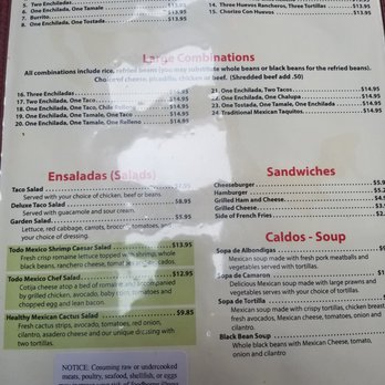 Todo Mexico - Combination menu. - Mexican Near Me - Snohomish, Washington Todo Mexico - Combination menu. - Mexican Near Me - Snohomish, Washington
