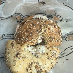 Kosher Bagel Cove - Delicious everything Bagel with Nova Cream Cheese Spread and red onion. Best bagel I've ever had!
