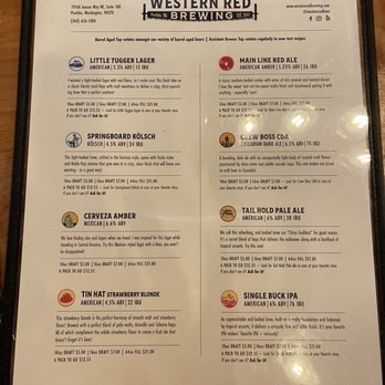 Western Red Brewing - Current beer list - Breweries Near Me - Poulsbo, Washington