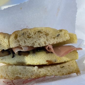 Pasta Louise Cafe - Egg sandwich with prosciutto on focaccia - Italian Near Me - Brooklyn, New York Pasta Louise Cafe - Egg sandwich with prosciutto on focaccia - Italian Near Me - Brooklyn, New York