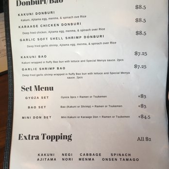 Menya le Nood - Menu (12/2019) - Ramen Near Me - Honolulu, Hawaii