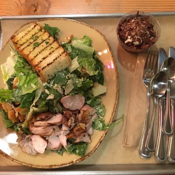 Urban Plates - Chicken Caesar Salad & Pudding - New American Near Me - Brea, California