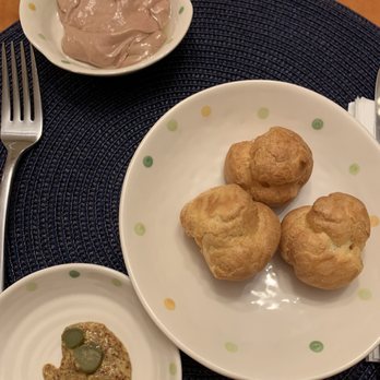 Rich Table - Appetizers: Chicken liver mousse, honey mustard on tiny cornichon. - New American Near Me - San Francisco, California