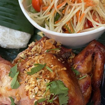 Farmhouse Thai Express - San Leandro - Papaya salad and grilled chicken. - Thai Near Me - San Leandro, California