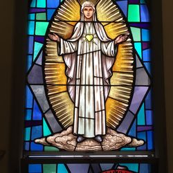 Our Lady of Fatima Chapel - One of the beautiful stained glass windows.