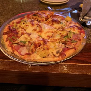 Exchequer Restaurant & Pub - Thin pizza veggies and ham - Pizza Near Me - Chicago, Illinois