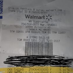 Walmart Supercenter - Here is the receipt