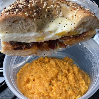 Proper Bagel - The New Yorker and smashed sweet potato - Bagels Near Me - Nashville, Tennessee Proper Bagel - The New Yorker and smashed sweet potato - Bagels Near Me - Nashville, Tennessee