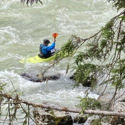Nairn Falls Provincial Park - Kayaker navigating the rapids.