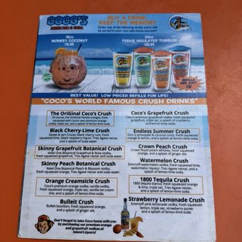Coco's Crush Bar and Grill - Drink Menu - Seafood Near Me - Indian Rocks Beach, Florida Coco's Crush Bar and Grill - Drink Menu - Seafood Near Me - Indian Rocks Beach, Florida