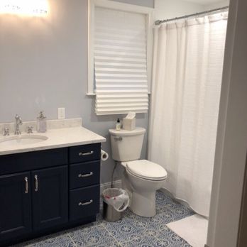 SH-Cabinetry - a blue and white bathroom - Kitchen & Bath Near Me - Plymouth, Massachusetts