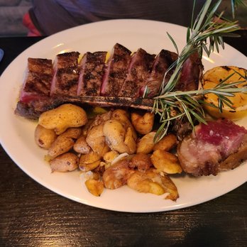 Wm Farmer & Sons - Dry Age Steak with Fingerling Potatoes (cooked rare/ medium rare) - New American Near Me - Hudson, New York Wm Farmer & Sons - Dry Age Steak with Fingerling Potatoes (cooked rare/ medium rare) - New American Near Me - Hudson, New York