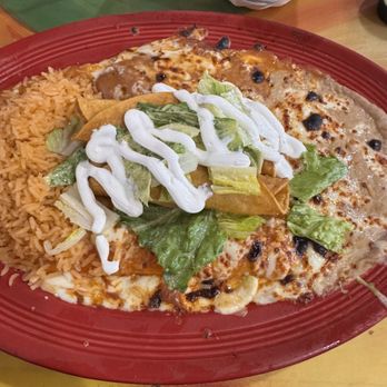 Salsa & Beer - Combination plate with Chile Relleno, Taquitos and a Cheese Enchilada - Mexican Near Me - Van Nuys, California