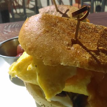Beerline Cafe - Basic breakfast panini,  with tempeh "bacon" and veggies. - Vegetarian Near Me - Milwaukee, Wisconsin