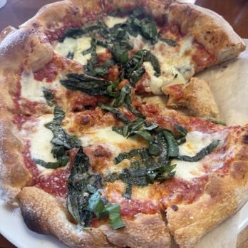 Champagnes Kitchen - Margarita pizza with extra basil. - Breakfast & Brunch Near Me - Newport Beach, California