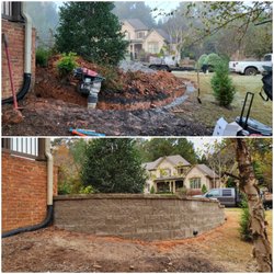Vista Landscaping Services - before and after retaining walls Design free estimates 678-548-7569
