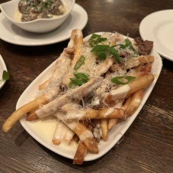 The Sovereign - petite loaded fries: fries topped with beef, mushroom cream sauce + parmesan = $6 (hh) - Belgian Near Me - Washington, DC, District of Columbia The Sovereign - petite loaded fries: fries topped with beef, mushroom cream sauce + parmesan = $6 (hh) - Belgian Near Me - Washington, DC, District of Columbia