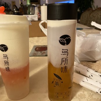 HA Tea Handmade - On the left: F1. Lychee & Dragon Fruit Smoothie with Cheese Creama On the right: jasmine? green tea jelly - Juice Bars & Smoothies Near Me - Millbrae, California