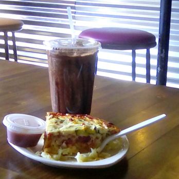 Lighthouse Coffee - Crustless Veggie Quiche and a Mocha Blended Coffee with Almond Milk and Cinnamon Powder on top - Coffee & Tea Near Me - Sparks, Nevada Lighthouse Coffee - Crustless Veggie Quiche and a Mocha Blended Coffee with Almond Milk and Cinnamon Powder on top - Coffee & Tea Near Me - Sparks, Nevada