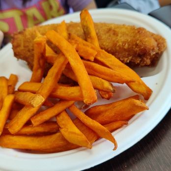 Bob's Chicken and Seafood - 2 pcs fried fish filet! Thick cut! With sweet potato fries - Seafood Near Me - Mansfield, Texas Bob's Chicken and Seafood - 2 pcs fried fish filet! Thick cut! With sweet potato fries - Seafood Near Me - Mansfield, Texas