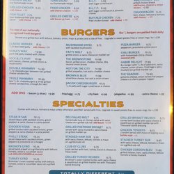 Nick and J's Cafe - Menu