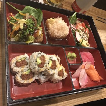 Komé - Lunch bento with dynamite roll - Japanese Near Me - Austin, Texas Komé - Lunch bento with dynamite roll - Japanese Near Me - Austin, Texas