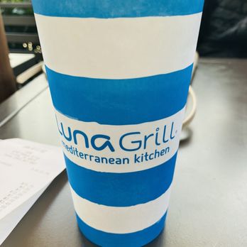 Luna Grill University Center - Standard issue fountain drink cup - Mediterranean Near Me - Irvine, California