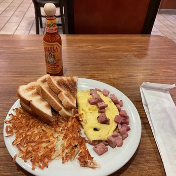 Denny's - a plate of breakfast food on a table - Breakfast & Brunch Near Me - Kettleman City, California