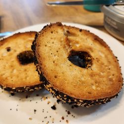 Modern Bread And Bagel - Toasted everything bagel. Very similar in texture and taste to a NY bagel, just a bit dry.