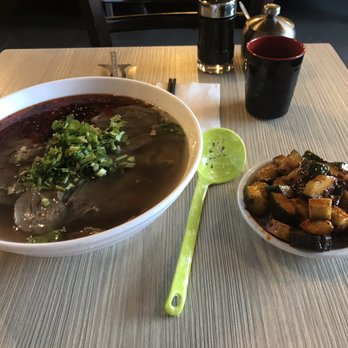 GB Hand Pulled Noodle - Large beef Narrow-Thin noodle soup and spicy cucumber - Chinese Near Me - Toronto, Ontario
