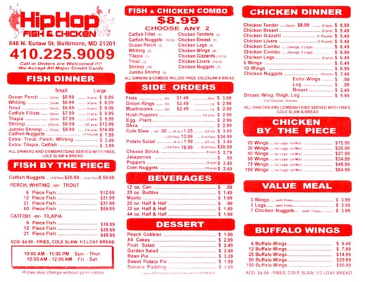 Menu photo 5 Hip Hop Fish & Chicken Baltimore, MD Menu photo 5 Hip Hop Fish & Chicken Baltimore, MD