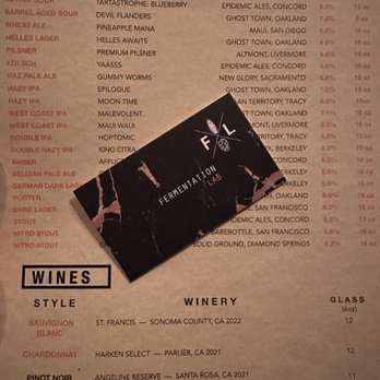 Fermentation Lab - Menu - Cocktail Bars Near Me - San Francisco, California